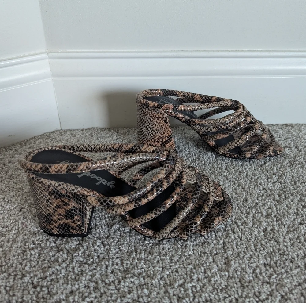 Free People Colette Cinched Heel Sandal - Python sz 6 NWT